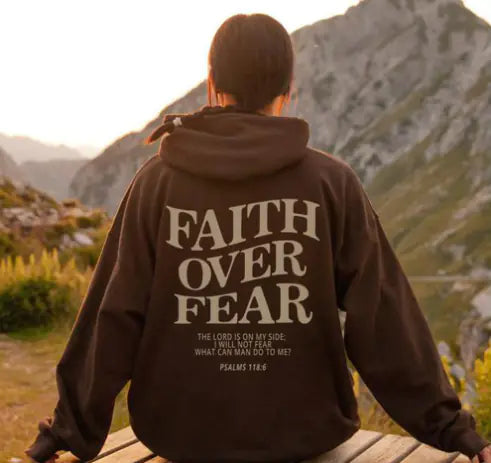 Faith Over Fear Christian Sweatshirt with Bible Verse